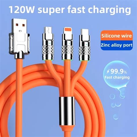 Dropship 33ft 120w 3 In 1 Multi Fast Charging Nylon Braided Cable Usb Charger Cord With 3