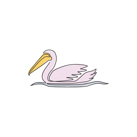 One single line drawing of cute pelican for company business logo ...