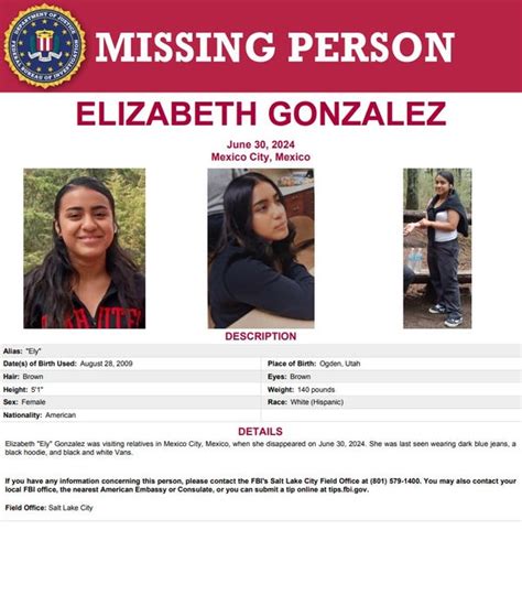 14 Year Old Utah Girl Elizabeth Gonzalez Missing In Mexico City Fbi