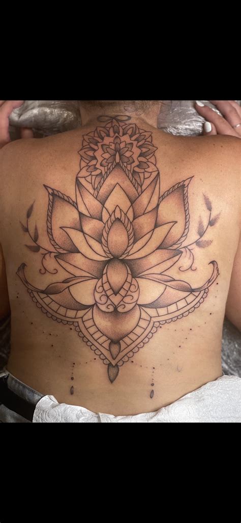 My One Shot Lotus And Mandala Back Piece Today Done By Dan Banner Sinistertattooer In Brighton