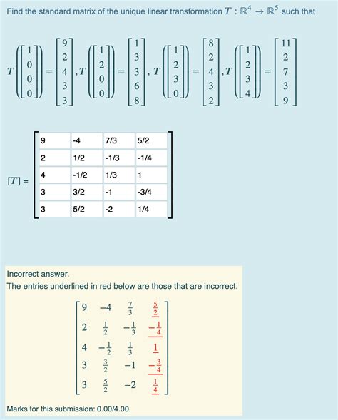 Solved Find The Standard Matrix Of The Unique Linear