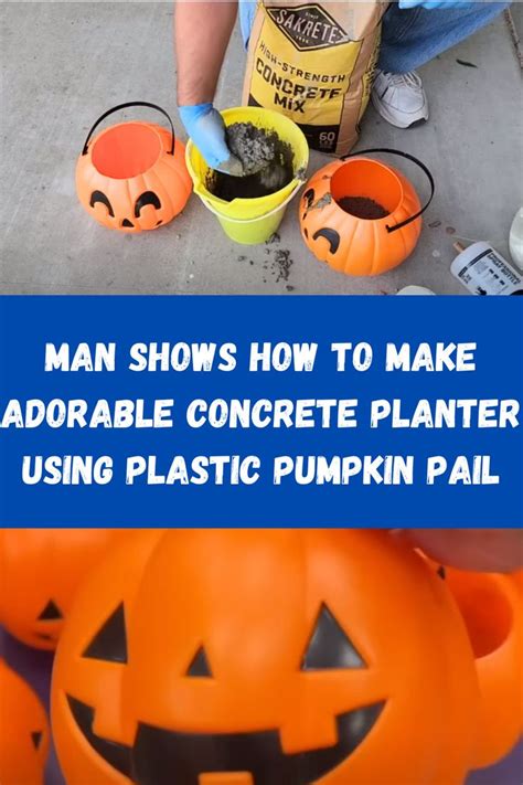 Man Shows How To Make Adorable Concrete Planter Using Plastic Pumpkin