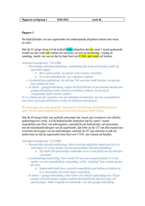 AR 2020 Opg Wg 1 WG Aantekeningen Week 1 Opgaven Werkgroep 1 2020