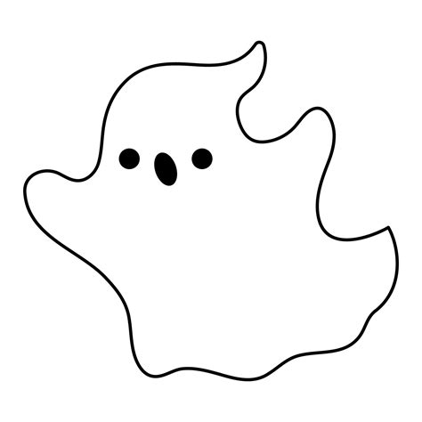 Vector black and white kawaii ghost. Cute Halloween line character for ...