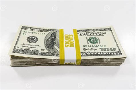 Ten Thousand Dollar Stack With Currency Strap Stock Image Image Of Cash Close 128610753