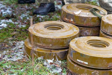 The Explosion Of Anti Tank Mines At The Site The Smoke In The Woods