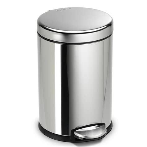 Simplehuman Mini Round 45 Liter Polished Stainless Steel Trash Can