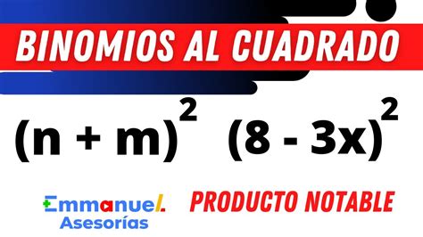 ÁLGEBRA Ejercicios de Binomios al Cuadrado Productos Notables paso a