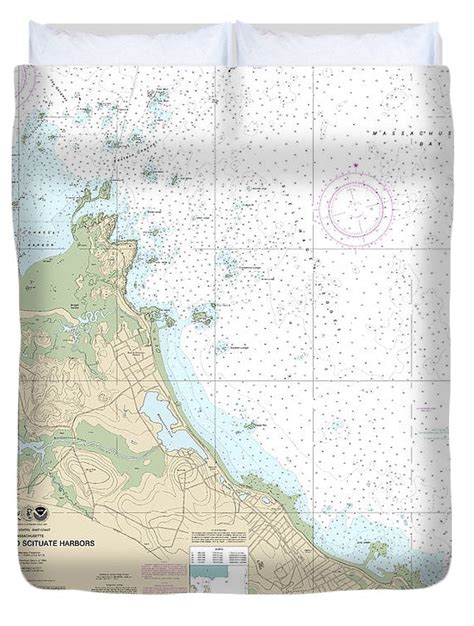 Nautical Chart 13269 Cohasset Scituate Harbors Duvet Cover Seakoast