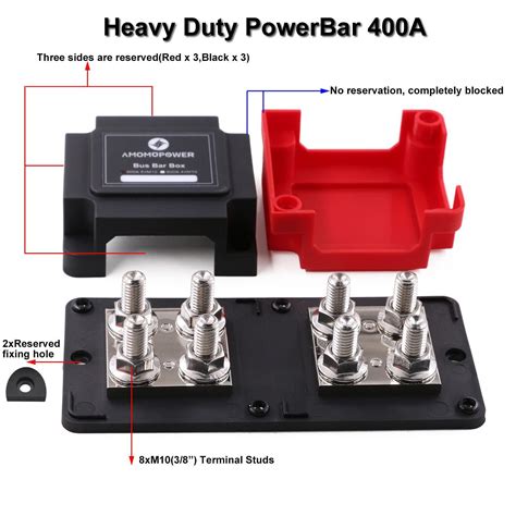 T Tocas Heavy Duty 400A Bus Bar Power Distribution Block Ground Busbar