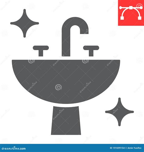 Washbasin Glyph Icon Hygiene And Bathroom Disinfection Sink Sign