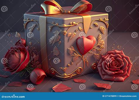 caja de regalo  rosas rojas stock de ilustracion ilustracion de