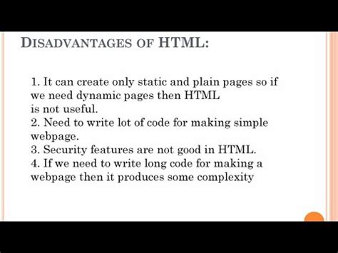 Disadvantage Of HTML And HTML 5 Uses Advantages And Disadvantages Of