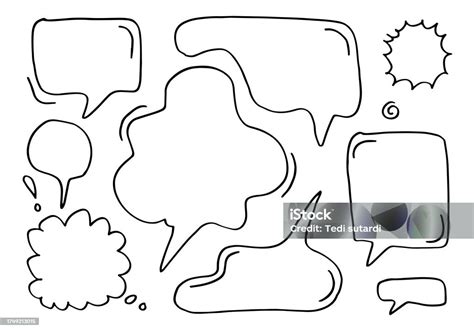 Set Of Hand Drawn Sketch Speech Bubbles Vector Illustration Stock Illustration Download Image