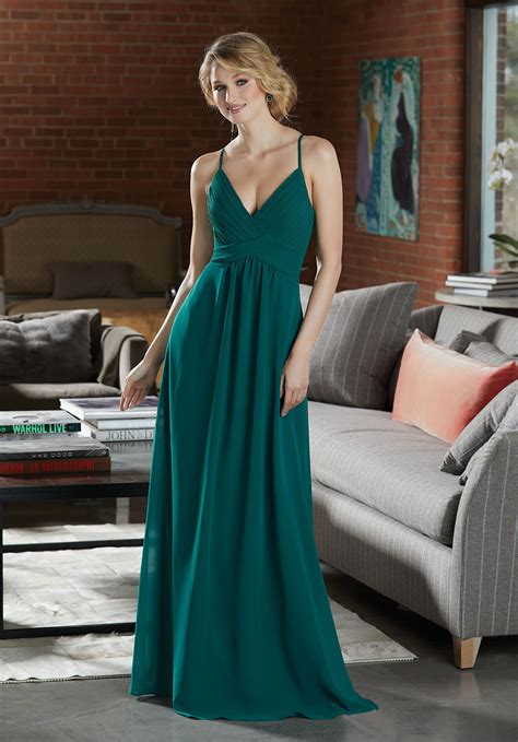 Sexy Chiffon Bridesmaid Dress With Deep V Neckline Morilee