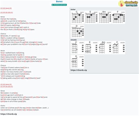 Chord Bones Tab Song Lyric Sheet Guitar Ukulele Chords Vip