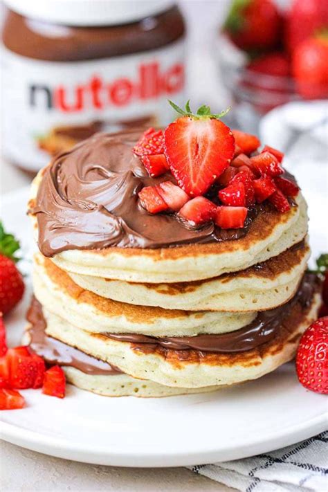 Fluffy Strawberry Nutella Pancakes Recipe