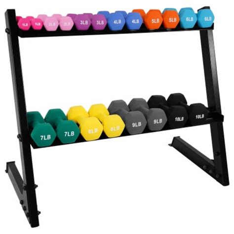 BalanceFrom Fitness 110 Pound Neoprene Coated Dumbbell Set W Stand