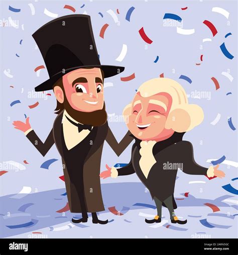 Dibujos Animados De Los Presidentes George Washington Y Abraham Lincoln Presidente Día