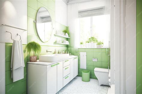 Banheiro Branco E Verde - Banheiro ecológico com interior minimalista moderno em tons de branco e ...