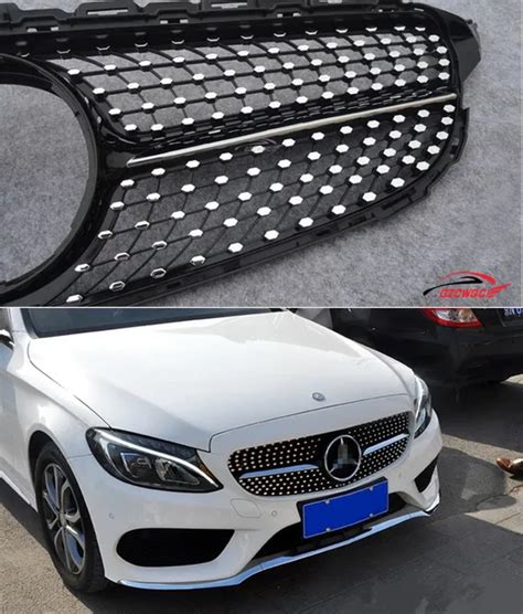 2015 ABS Plastic W205 C450 AMG Diamond Black Mesh Racing Grill Grille