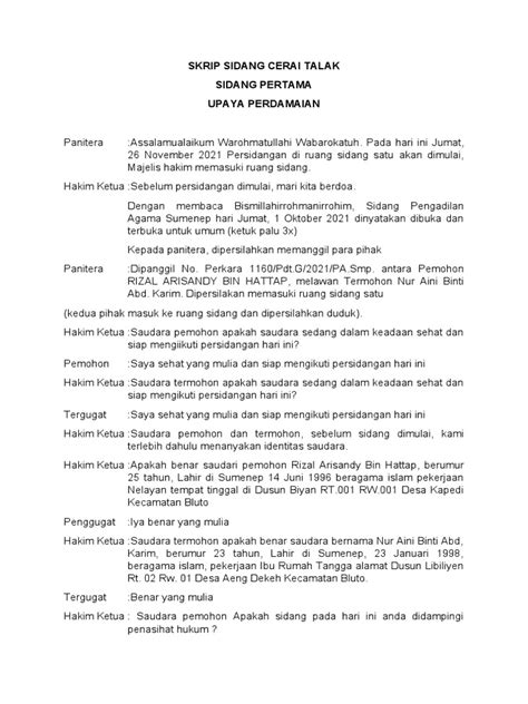 Skenario Sidang Cerai Talak Pdf