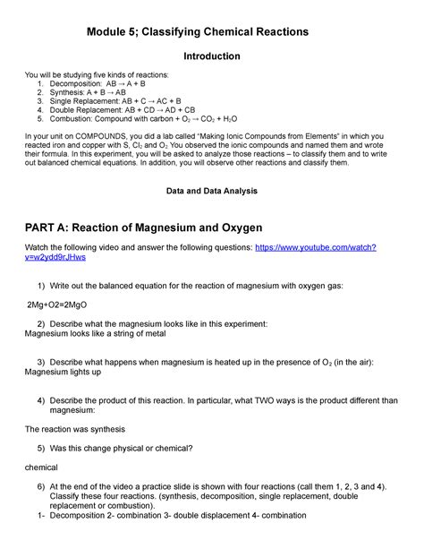 Module Classifying Chemical Reactions Module Classifying