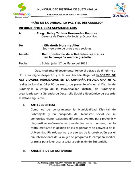 Informe Programa Social CREADO POR LA LEY N13174 10 02 AÑO DE LA