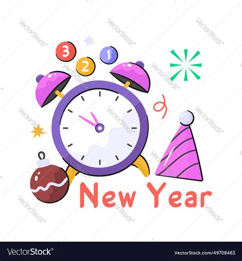 New year alarm clock with countdown denoting Vector Image