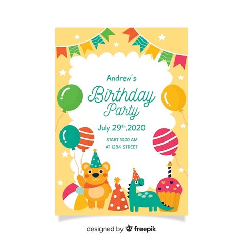 Plantilla De Invitación De Cumpleaños Infantil Vector Gratis