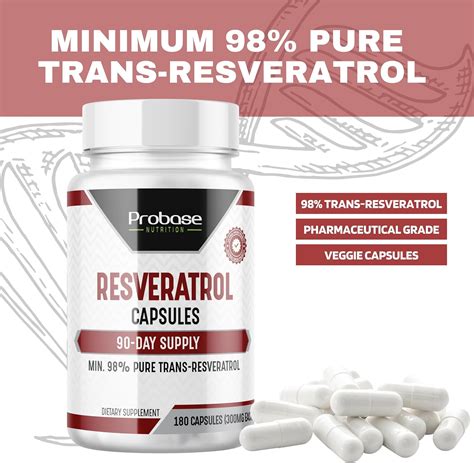 Probase Nutrition Cápsulas de resveratrol de ultra alta pureza 98