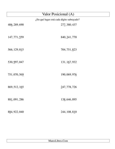 Valor Posicional De Los Numeros Ejemplos Penza