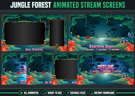 Jungle Forest Stream Overlay Package Nature Twitch Overlay Twitch