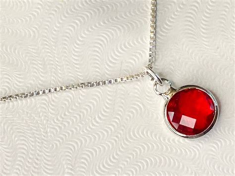 July Birthstone Necklace July Birthday Necklace Ruby Etsy