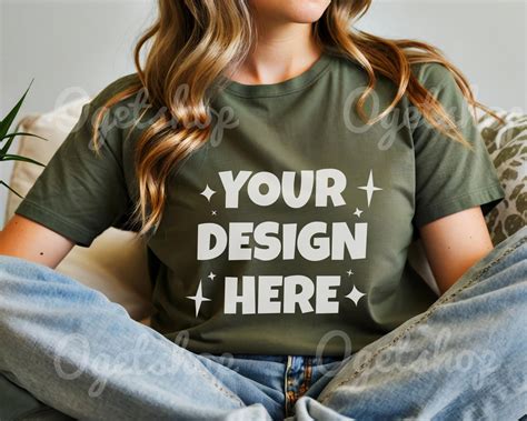 Comfort Colors C1717 Moss Shirt Mockup Green C1717 Tee Mock Comfort