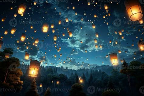 lanterns in the night sky 29767253 Stock Photo at Vecteezy