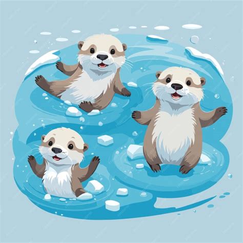 Premium Vector Playful Otters Vector