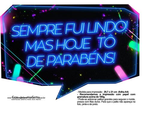 Plaquinhas Divertidas Neon Fazendo A Nossa Festa Plaquinhas