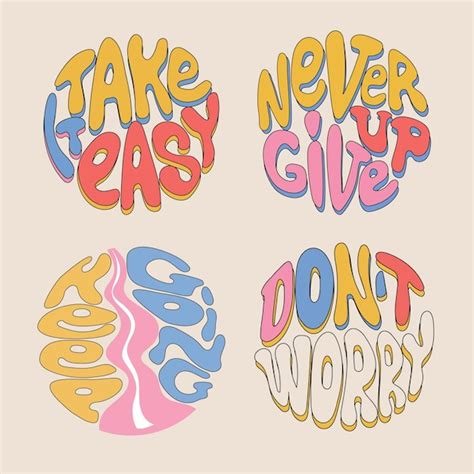 Premium Vector Groovy Retro Positive Lettering Inspirational Quotes