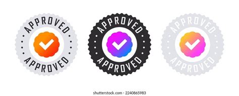 Approval Check Mark Confirmation Badges Verification Stock Vector