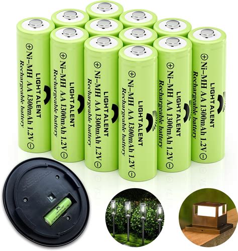 Relightable Aa Nimh 600mah 1 2v Rechargeable Batteries For Solar Garden Lights Pack