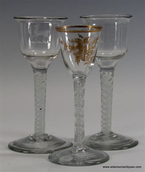 Adamson Antiques Giles Decorated Opaque Twist Wine Glass