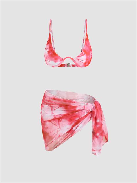 Tie Dye Underwire Bikini Set Sarong Cider