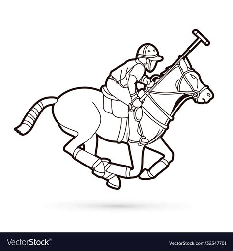 Polo horse players action sport cartoon graphic Vector Image