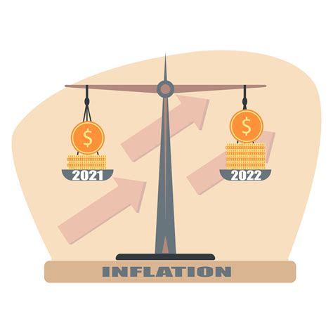 Financial Inflation Concept Scales With Piles Of Money Then And Now