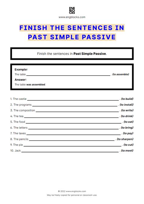 Rewrite The Sentences Using Passive Voice Past Simple Worksheet