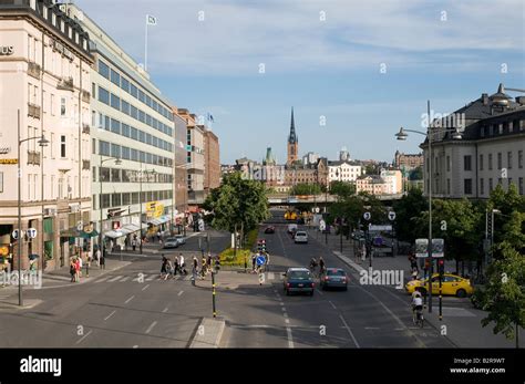 stockholm city center centre street scene sweden Stock Photo - Alamy