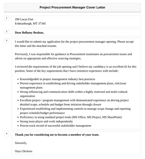 Project Procurement Manager Cover Letter Velvet Jobs