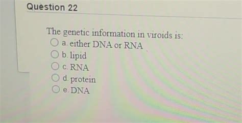 Solved Question The Genetic Information In Viroids Is O Chegg