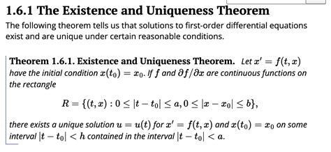 Solved 1 6 1 The Existence And Uniqueness Theorem The Chegg